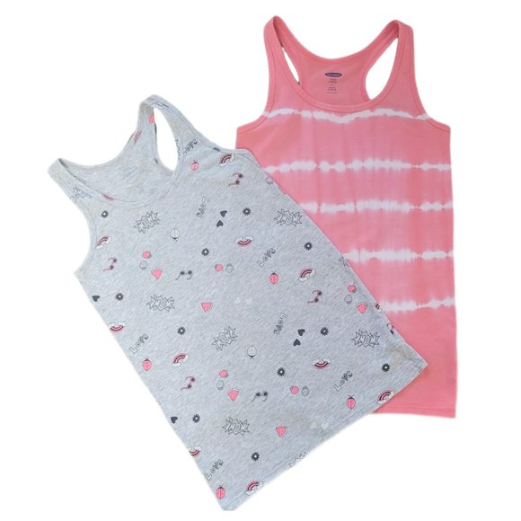 ❤2/$12❤ Girls Tank Top Bundle (fitted pink tie dye & grey/pink) - EUC - Picture 2 of 4